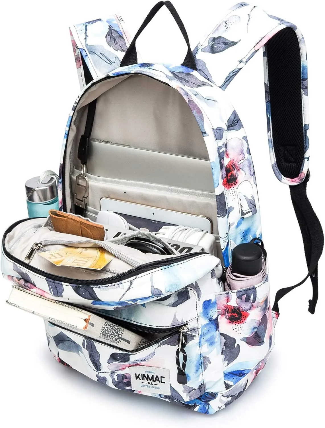 Kinmac Watercolor Pattern 15 inch Waterproof Laptop Travel Outdoor Backpack With USB Charging Port For 13 inch 14 inch and 15.6 inch Laptop