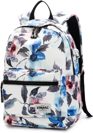 Kinmac Watercolor Pattern 15 inch Waterproof Laptop Travel Outdoor Backpack With USB Charging Port For 13 inch 14 inch and 15.6 inch Laptop