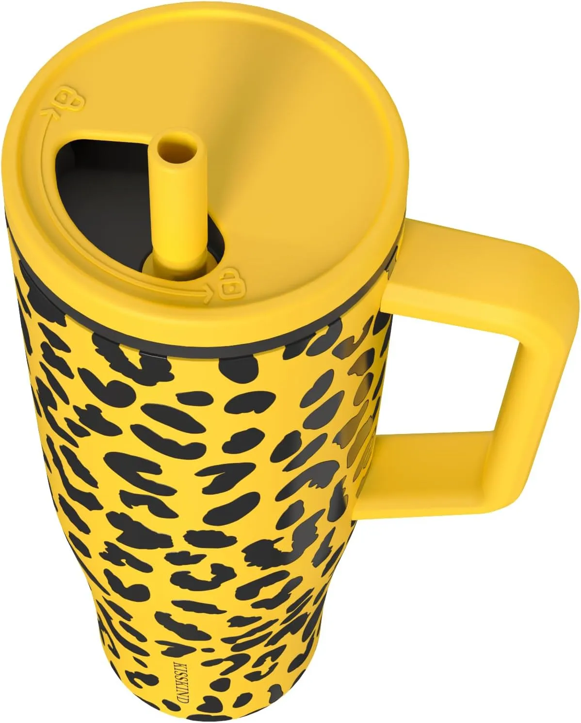 KISSKIND 40 oz Tumbler with Handle and Straw | 100% Leakproof Insulated Tumbler with Lid and Straw | Stainless Steel Water Bottle | Cup Holder Friendly Base | Cheetah