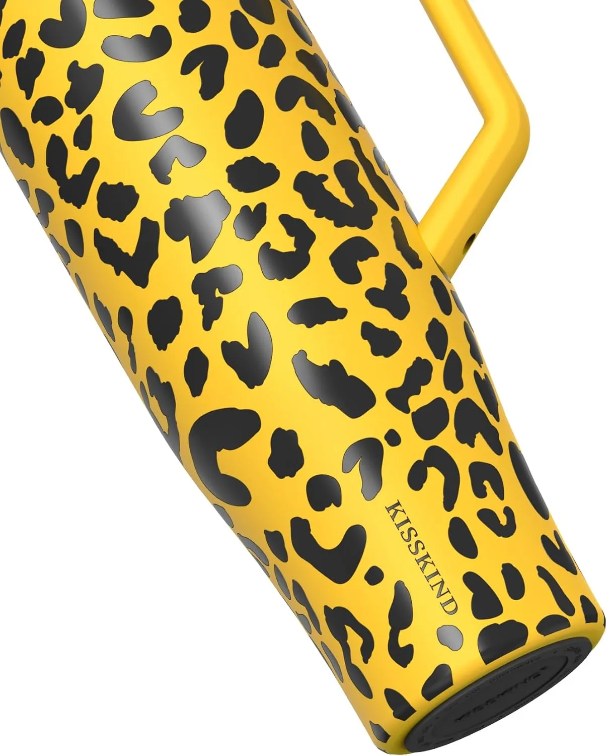 KISSKIND 40 oz Tumbler with Handle and Straw | 100% Leakproof Insulated Tumbler with Lid and Straw | Stainless Steel Water Bottle | Cup Holder Friendly Base | Cheetah