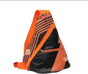Kite Fabric Sling Backpack, Orange and Black, Zippered Pocket