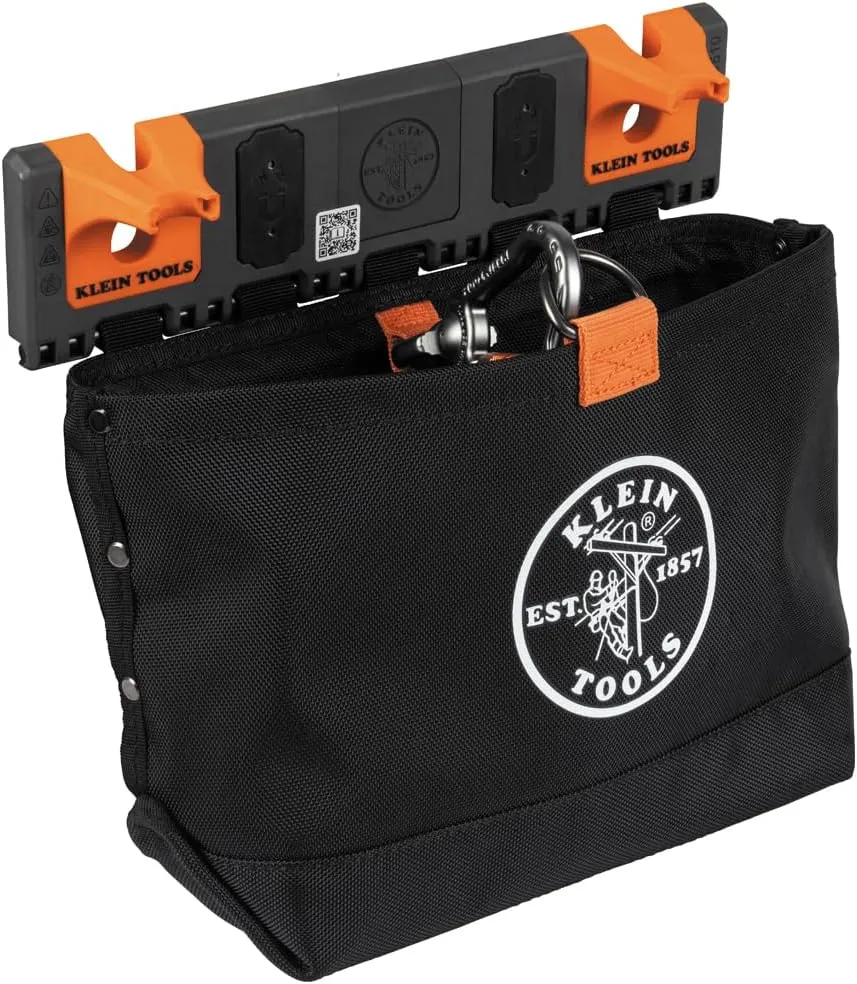 Klein Tools BC510S Bucket Work Center Hardware Tool Pouch with Carabiner, Magnetic, S Hook Rail System Accessory for Lineman Tools