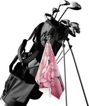 KOBLEN Microfiber Golf Towel with Heavy Duty Carabiner Clip, Pastel Pink Rosebed 24x15 Inch Quick Dry Absorbent Towel for Golf Clubs Balls, Golf Bag Accessories for Men Women,1 Pack