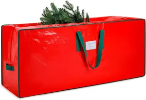 KRYSTY Christmas Tree Storage Bag - Fits Up to 7.5 Foot Xmas Holiday Tree, Zippered Bag, Carry Handles, Durable Waterproof Material, Protects Against Dust and Moisture, Red