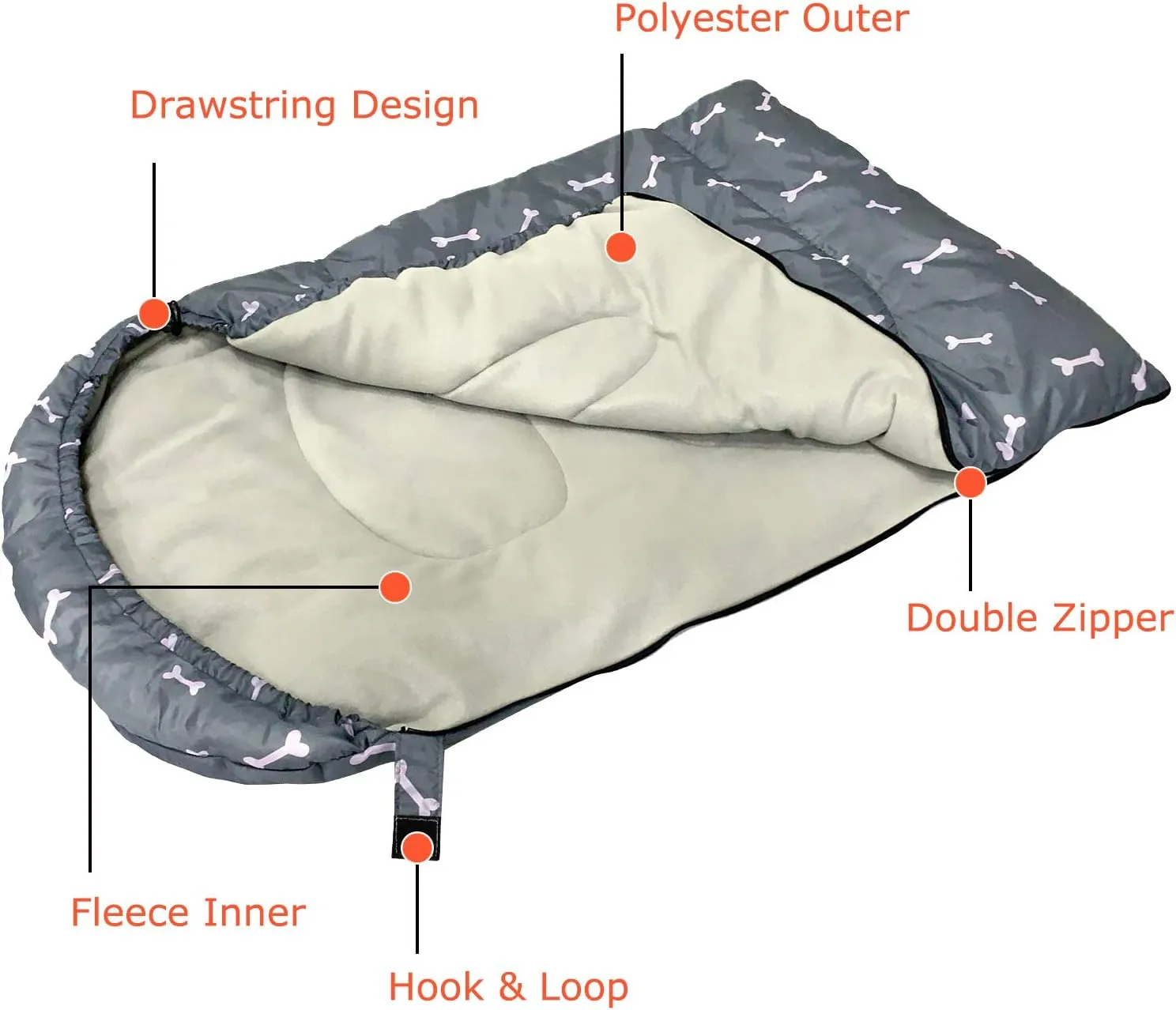 KUDES Dog Sleeping Bag Waterproof Warm Packable Dog Bed with Storage Bag for Indoor Outdoor Travel Camping Hiking Backpacking (43''Lx27''W)