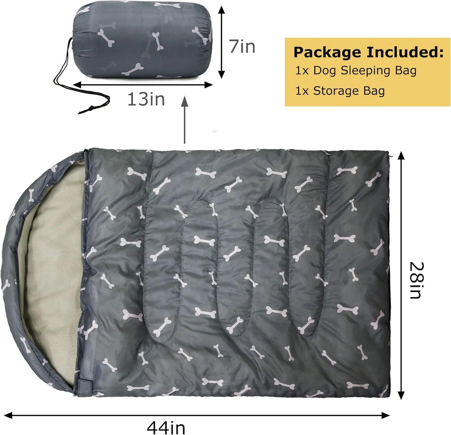 KUDES Dog Sleeping Bag Waterproof Warm Packable Dog Bed with Storage Bag for Indoor Outdoor Travel Camping Hiking Backpacking (43''Lx27''W)