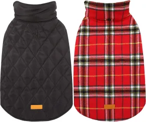 Kuoser Waterproof Dog Coat, Reversible Dog Jacket for Small Dogs, Adjustable Durable Doggie Winter Coat Warm Cozy Puppy Cold Weather Apparel from Small to Large Breed, Bright Red S