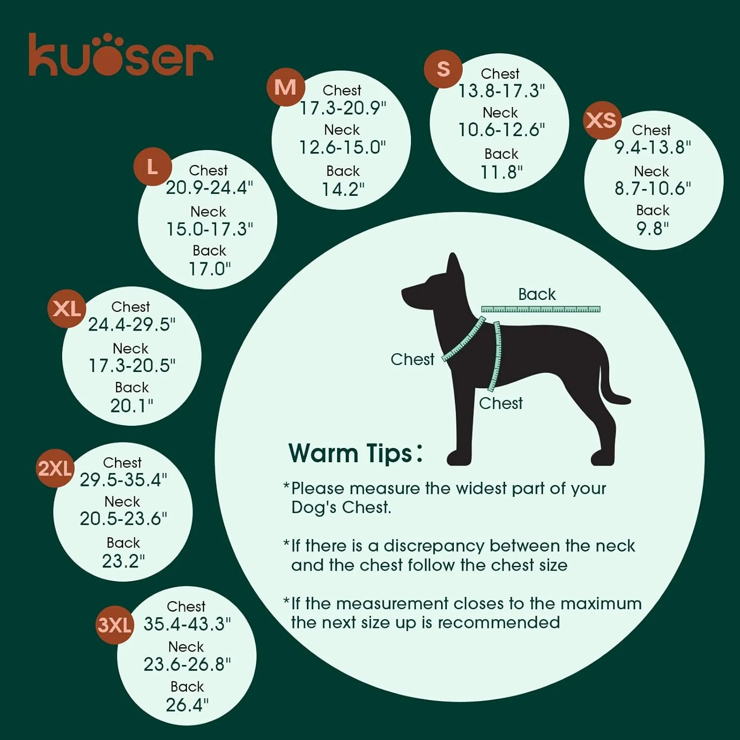 Kuoser Waterproof Dog Coat, Reversible Dog Jacket for Small Dogs, Adjustable Durable Doggie Winter Coat Warm Cozy Puppy Cold Weather Apparel from Small to Large Breed, Bright Red S
