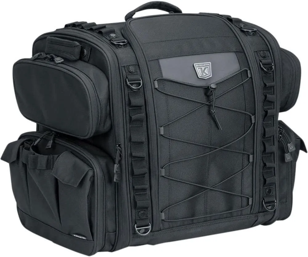 Kuryakyn 5284 Momentum Road Warrior Motorcycle Travel Luggage: Weather Resistant Seat/Trunk/Rack Bag with Sissy Bar Straps, Black