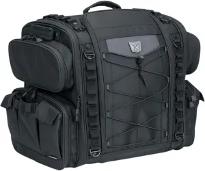 Kuryakyn 5284 Momentum Road Warrior Motorcycle Travel Luggage: Weather Resistant Seat/Trunk/Rack Bag with Sissy Bar Straps, Black