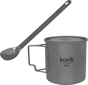 Kuvik Titanium Spoon & 650ml (22 oz) Titanium Pot Bundle