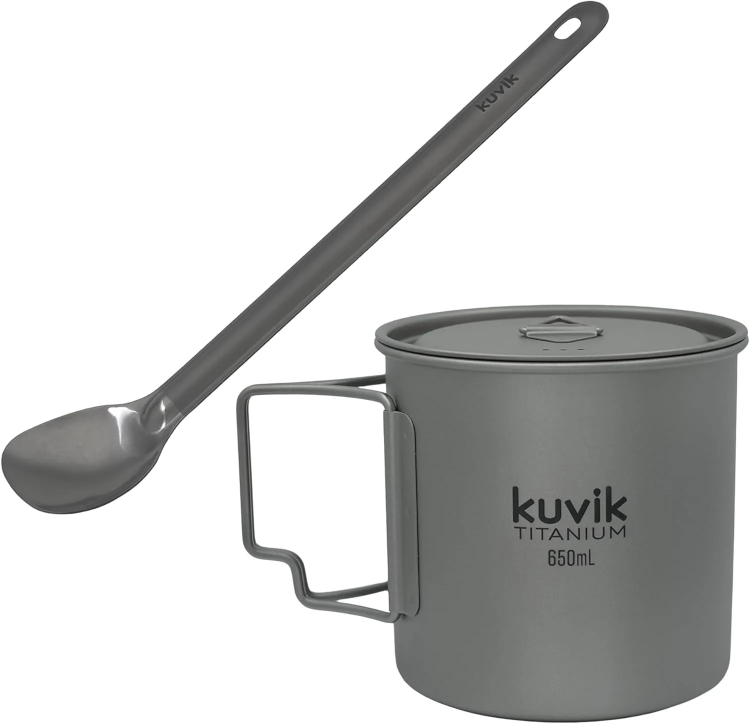 Kuvik Titanium Spoon & 650ml (22 oz) Titanium Pot Bundle
