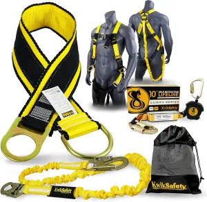 KwikSafety - Charlotte, NC - Gibbon Grip 3 ft [System] Anchor Cross Arm Strap, 10’ Self Retracting Lifeline 6’ Safety Lanyard 3 D-Ring Harness 10 lb Tool Lanyard Fall Arrest OSHA ANSI
