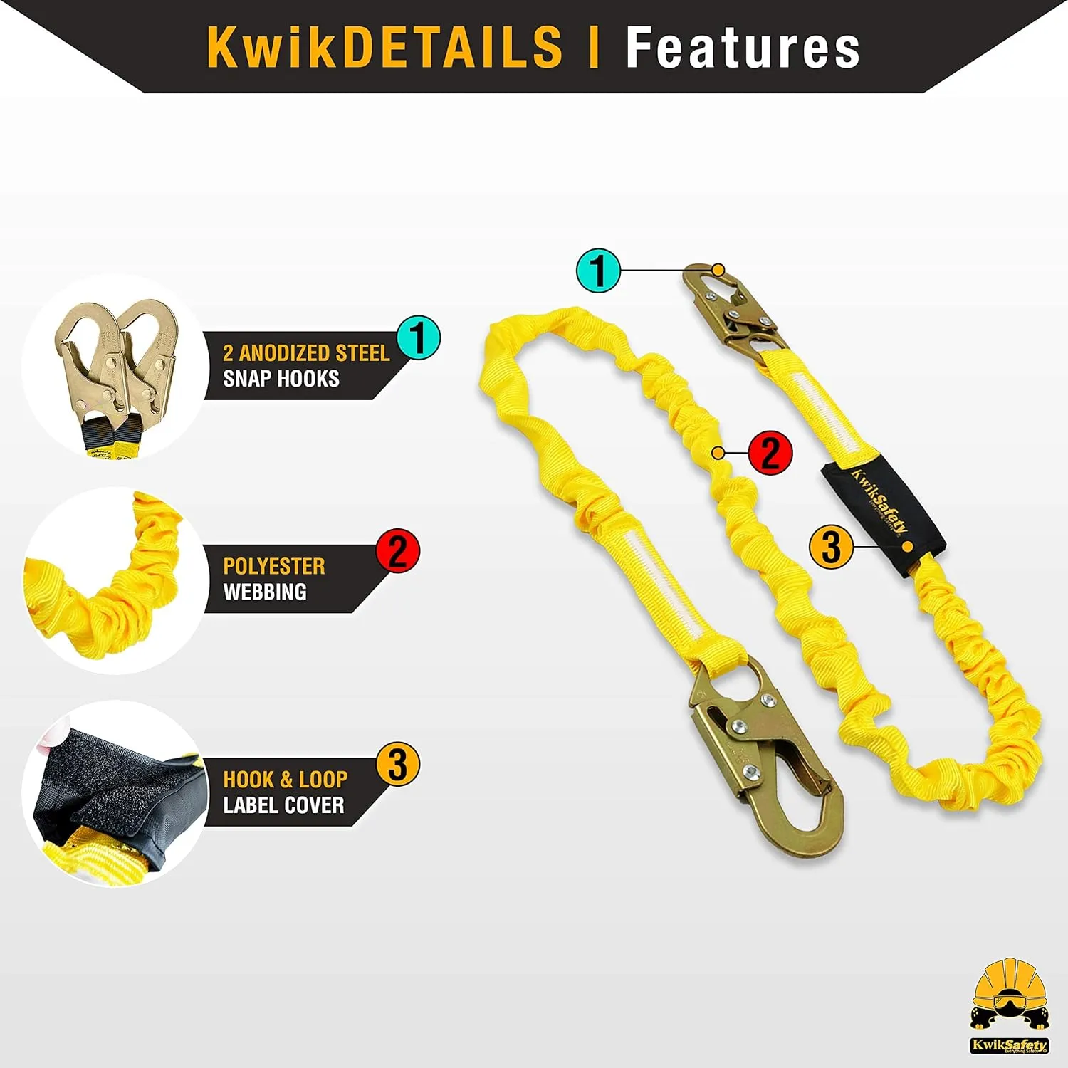 KwikSafety - Charlotte, NC - Gibbon Grip 3 ft [System] Anchor Cross Arm Strap, 10’ Self Retracting Lifeline 6’ Safety Lanyard 3 D-Ring Harness 10 lb Tool Lanyard Fall Arrest OSHA ANSI