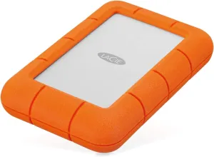 LaCie Rugged Mini, 5T,B USB 3.0 Portable 2.5 inch External Hard Drive for PC and Mac, Orange/Grey, with Rescue Services (STJJ5000400)