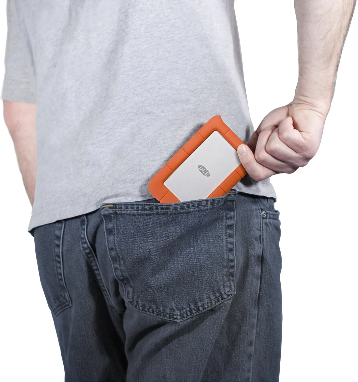 LaCie Rugged Mini, 5T,B USB 3.0 Portable 2.5 inch External Hard Drive for PC and Mac, Orange/Grey, with Rescue Services (STJJ5000400)