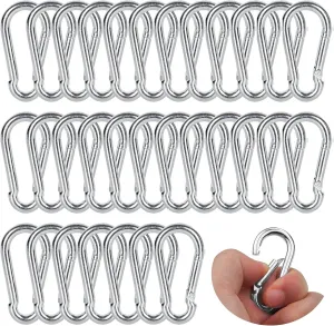 LANIAKEA 60 Pack 2inch Carabiner Clip Spring Snap Hook, M5x50MM Small Carabiner Clip Metal Clip Heavy Duty Rope Connector Heavy Duty Carabiner Clips for Home Gym, Outdoor Traveling, Swing, Hiking