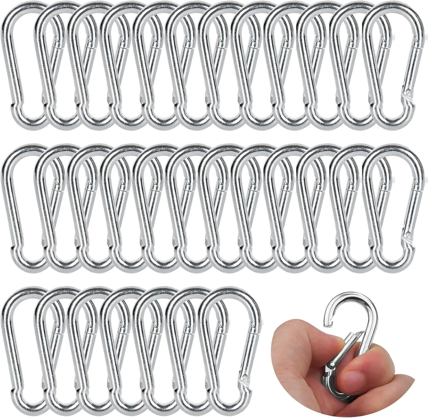 LANIAKEA 60 Pack 2inch Carabiner Clip Spring Snap Hook, M5x50MM Small Carabiner Clip Metal Clip Heavy Duty Rope Connector Heavy Duty Carabiner Clips for Home Gym, Outdoor Traveling, Swing, Hiking
