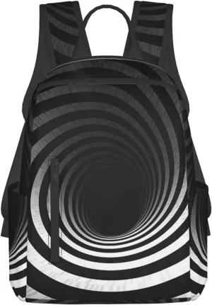 Laptop Backpack Lightweight Hiking Backpack Black and white spiral tunnel Weekender Bag Travel Daypack for Women Men