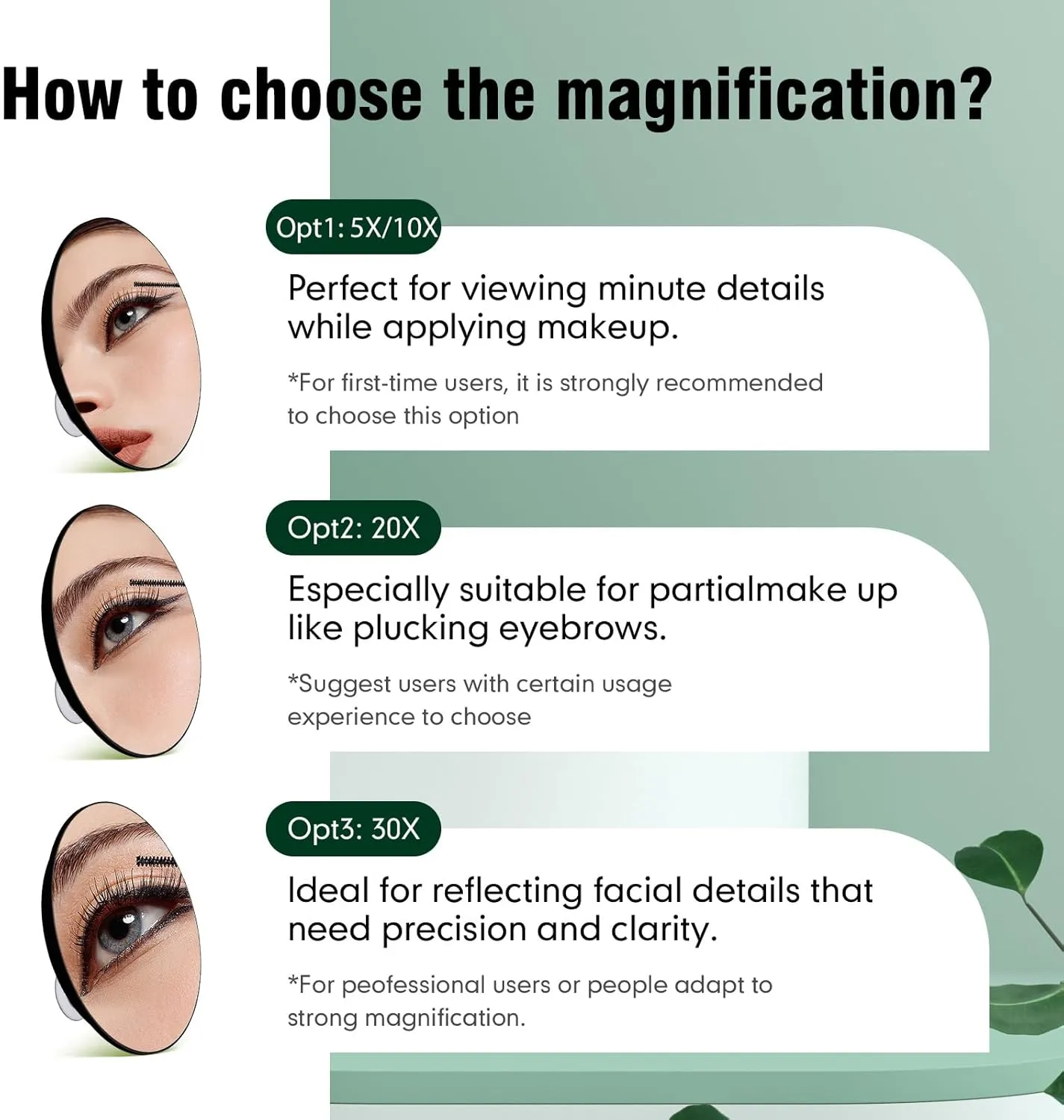 Large 6” 30x Magnifying Mirror with Tweezers, Travel Magnified Mirror 30x with Suction Cups, High Magnification Travel Magnifying Mirror 30x, Round Magnified Make up Mirror, Black