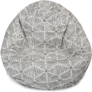 Large Bean Bag Chair in Gray & White Color, 28" L X 28" W X 22" H Size | Puffy, Fluffy Soft and Comfortable Cotton, Easy-to-Wash, Removable Zippered Slipcover