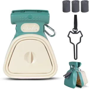 Large Pooper Scooper, Portable and Handheld Size for Walking Large and Small Dogs Outside Yard or Travel Outdoors, Pup Poop Scoop with Container and 30pcs Pet Waste Bag Attachment