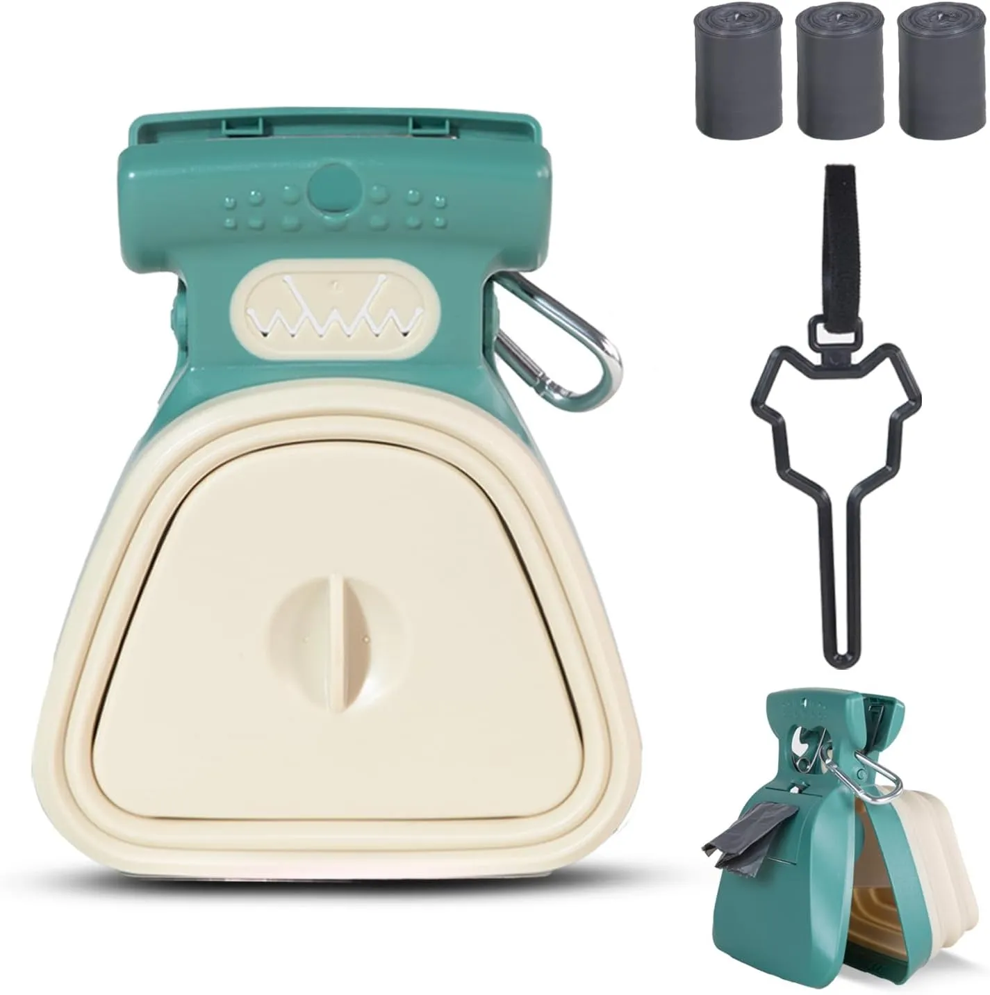Large Pooper Scooper, Portable and Handheld Size for Walking Large and Small Dogs Outside Yard or Travel Outdoors, Pup Poop Scoop with Container and 30pcs Pet Waste Bag Attachment