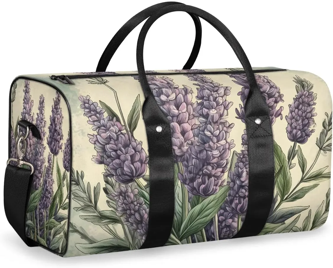 Lavender Paint Travel Duffel Bag for Women Men Waterproof Foldable Overnight Weekender Bag Large Capacity Sports Gym Bag