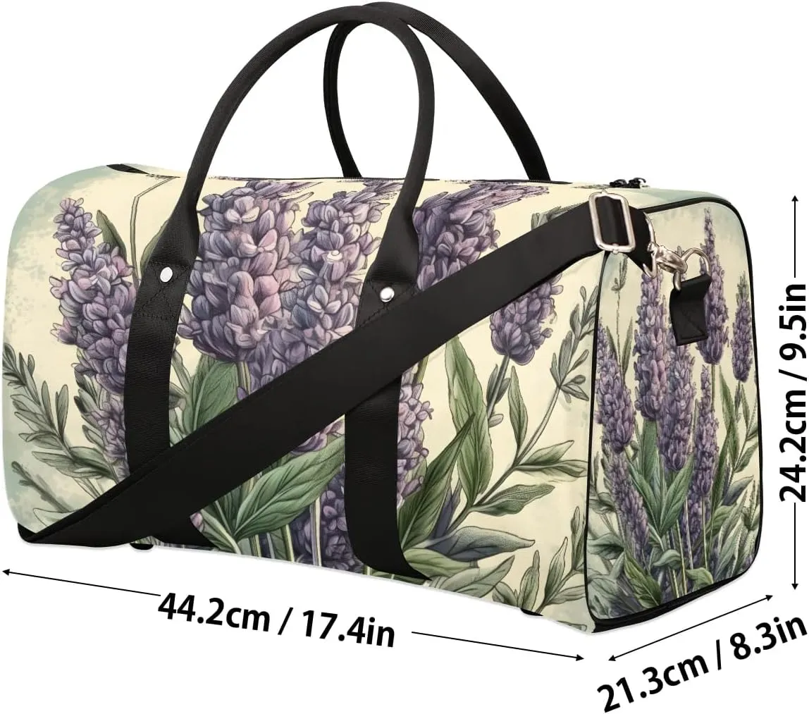Lavender Paint Travel Duffel Bag for Women Men Waterproof Foldable Overnight Weekender Bag Large Capacity Sports Gym Bag