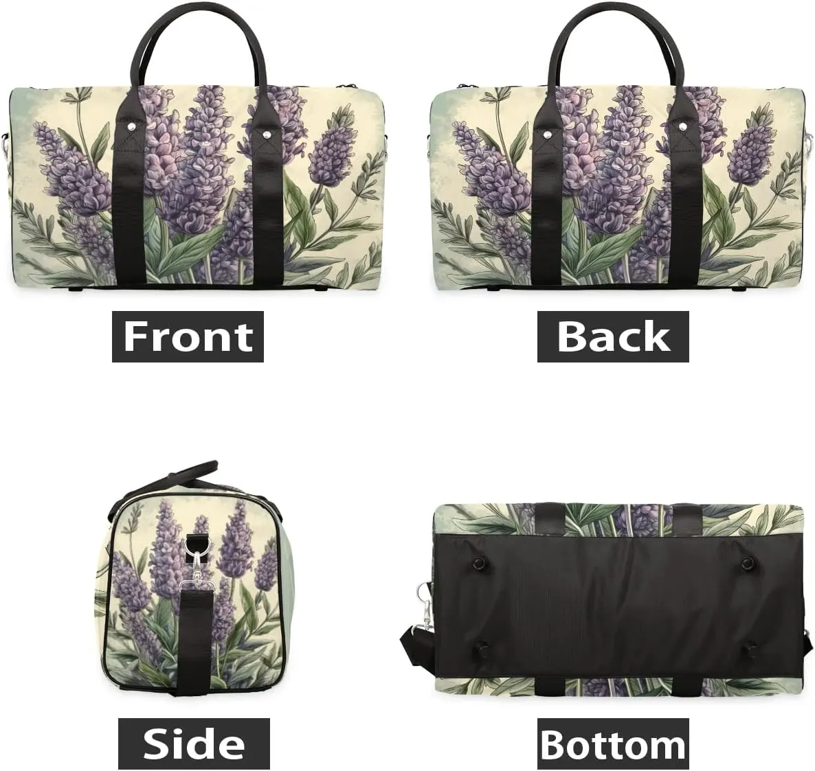 Lavender Paint Travel Duffel Bag for Women Men Waterproof Foldable Overnight Weekender Bag Large Capacity Sports Gym Bag