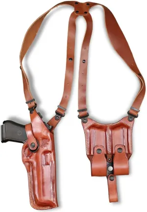 Leather Vertical Shoulder Holster System with Double Magazine Carrier for H&K Mark 23 Socom 45 Auto 5.87" inch, Right Hand Draw, Brown Color #1477#