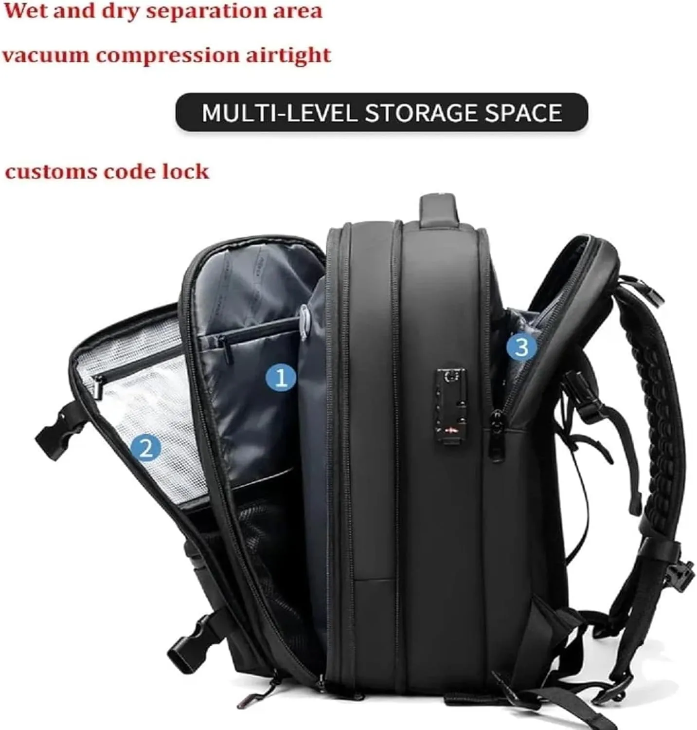 Levette Backpack,Levettevac Mochila,Levettevac Backpack,Vacuum Compression Travel 60l Expandable Large Capacity Pack (A)