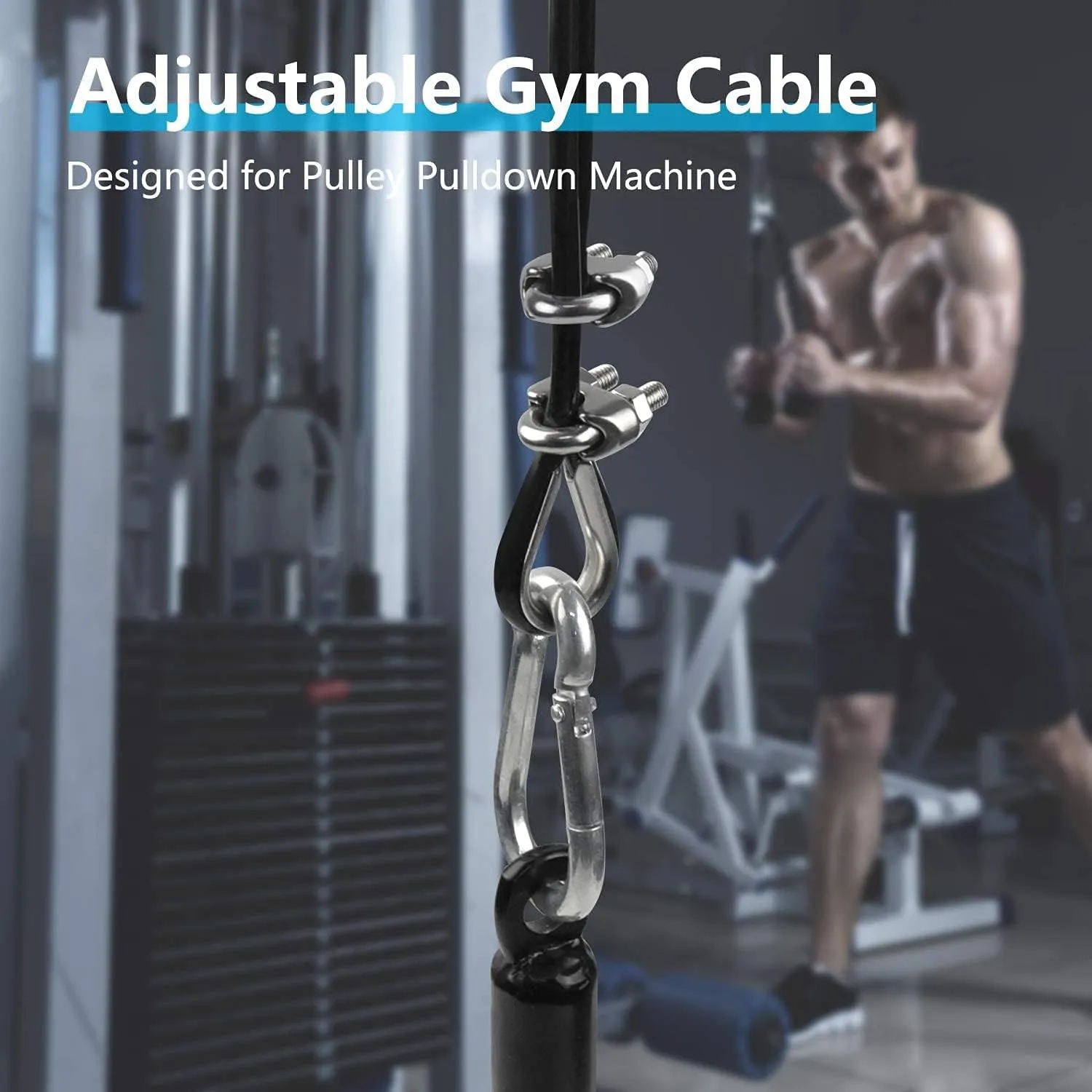 LFJ Replacement Gym Cable with Stopper Ball Fitness Pulley Cable Steel Wire Rope for Cable Machine Home Gym Weight Lift Pulley System