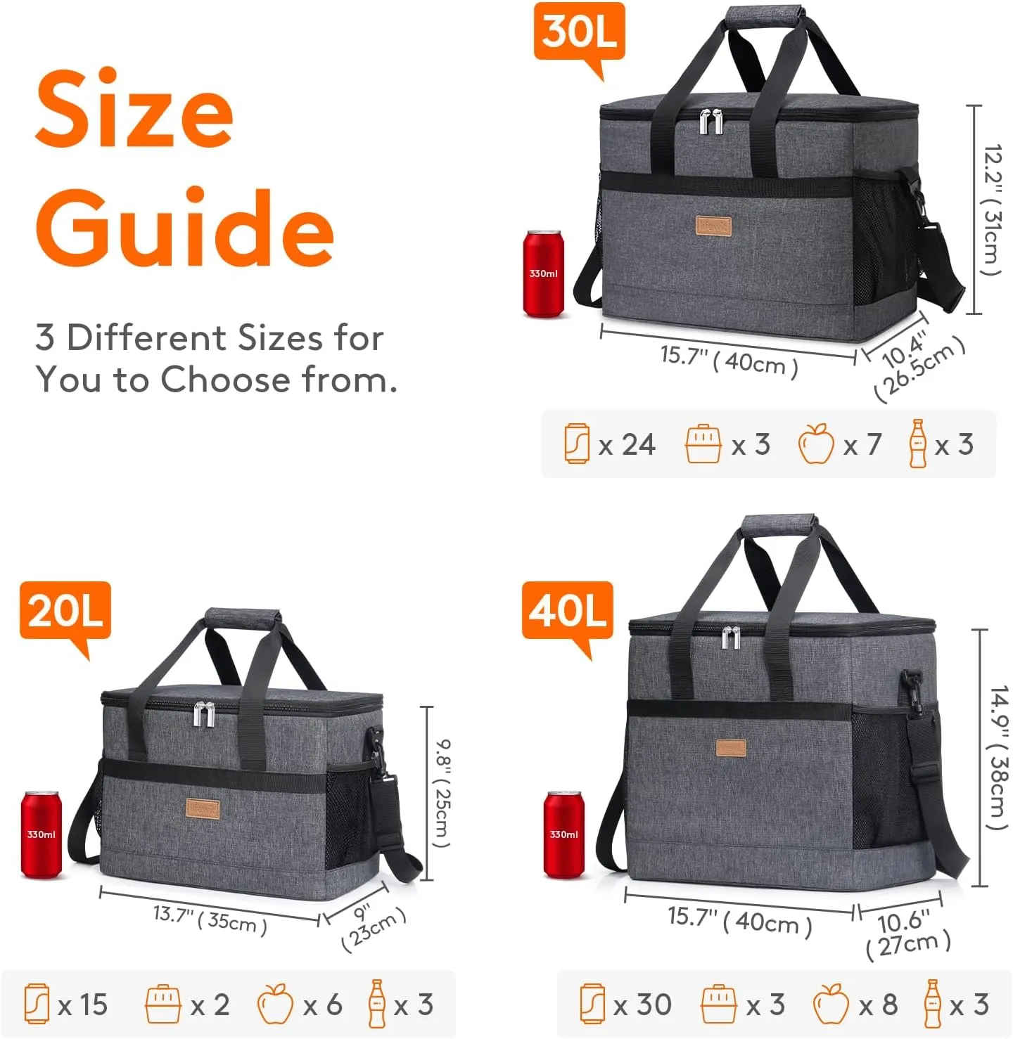 Lifewit Cooler Bag 30/50/60 Cans Collapsible and Insulated Large Lunch Bag Leakproof Soft Cooler Portable Tote for Camping/BBQ/Family Outdoor Activities