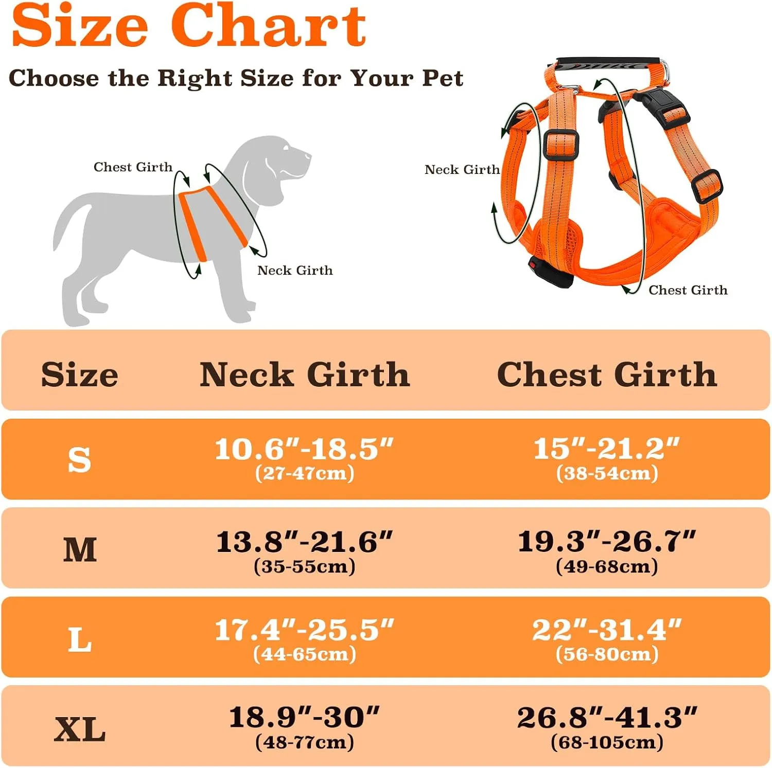 Light Up Dog Harness, Led No Pull Dog Harness with Handle Reflective Glow-in-The-Dark for Night Walking, USB Rechargeable Lighted Vest for Medium Large Dogs, Adjustable Soft Illuminated (Orange, L)