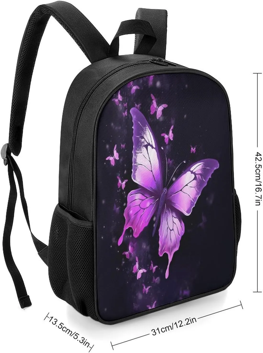 Lightweight Backpacks Cute Travel Bag Durable Butterfly Purple Printing Small Travel Backpack For Women & Men