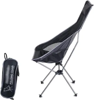 Lightweight Compact Folding High Back Chair with Headrest Aluminum Alloy Bracket 600D Oxford Cloth Breathable Comfortable
