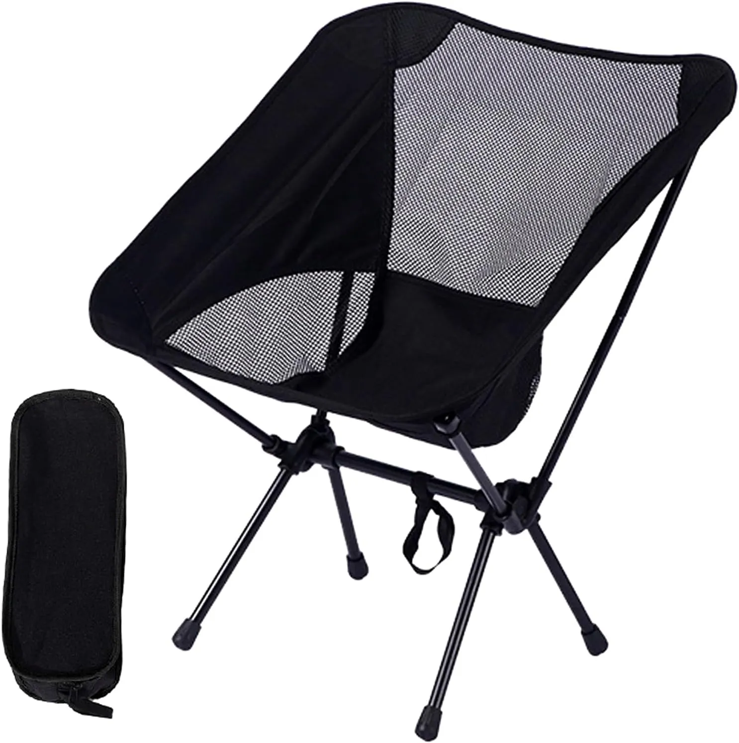 Lightweight Portable Folding Camp Chairs Compact Beach Foldable Backpacking Chair for Adults Camping Chair Outdoor Chair for Camping Hiking Fishing Lawn Picnic Outside Travel (Standard, Black)