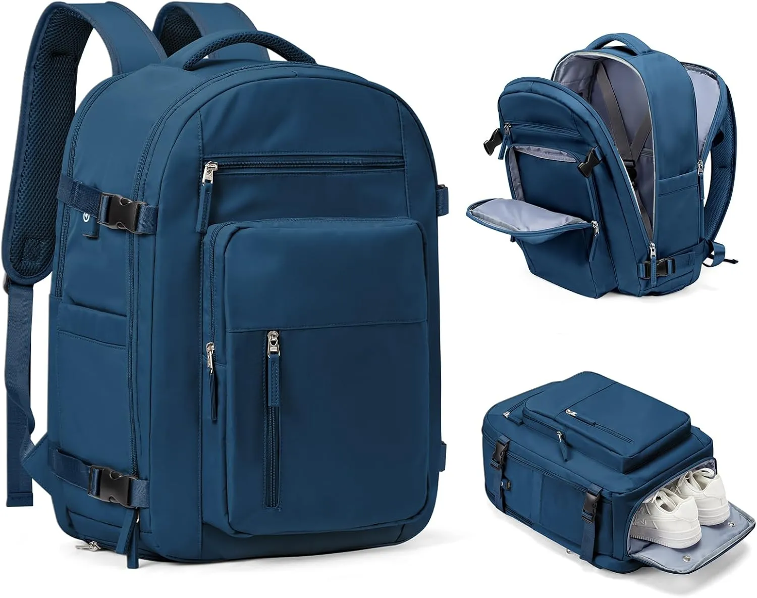 Lightweight Travel Backpack For Women Men Carry On Backpack Flight Approved Travel Bag Personal Item Waterproof Luggage Backpack With Shoe & Laptop Compartment(Blue)