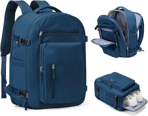 Lightweight Travel Backpack For Women Men Carry On Backpack Flight Approved Travel Bag Personal Item Waterproof Luggage Backpack With Shoe & Laptop Compartment(Blue)