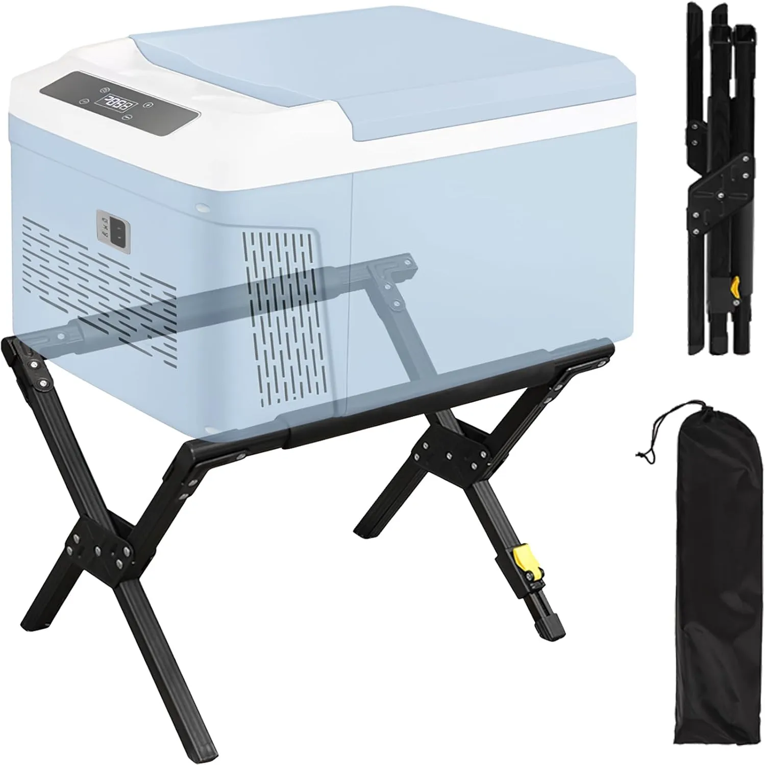 LIWSHWZ Folding Cooler Stand with Carry Bag, Cooler Holder Leg Adjustable, Portable Box Stand, Anti-Slip for Camping Hiking BBQ Cooking Fishing Picnic Outdoor, Light Weight Ice Box Holder