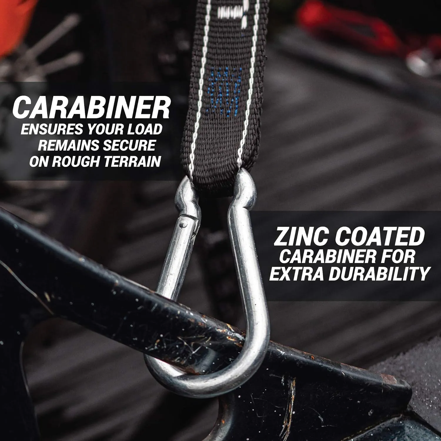 Loadfast Ratchet Tie Down Straps For Motorcycles | New Zealand Made Motorcycle Tie Down 1.5" x 8" Heavy Duty Dirt Bike Tie Down Straps with Soft Loop & Safety Carabiner | 2,600lbs (2 Pack) Black Color