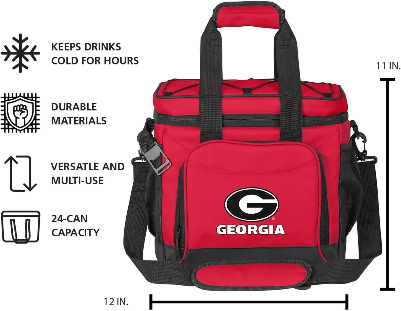 Logo Brands NCAA Flex 24-Can Cooler - Heat-Sealed Leak-Proof Lining, Built-in Bottle Opener, Adjustable Shoulder Strap- Great for Tailgates & Picnics