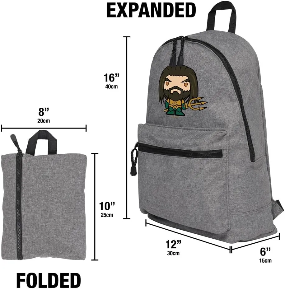 LOGOVISION Aquaman Movie Cute Chibi Character Lightweight Backpack for Work School Daily Use Packable for Travel