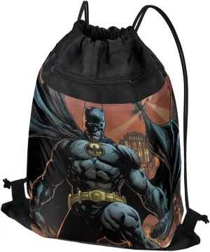 LOGOVISION Batman Rooftop Cover Drawstring Backpack Sports Bag Sackpack 17" x 13", Perfect for Gym, Yoga or Practice