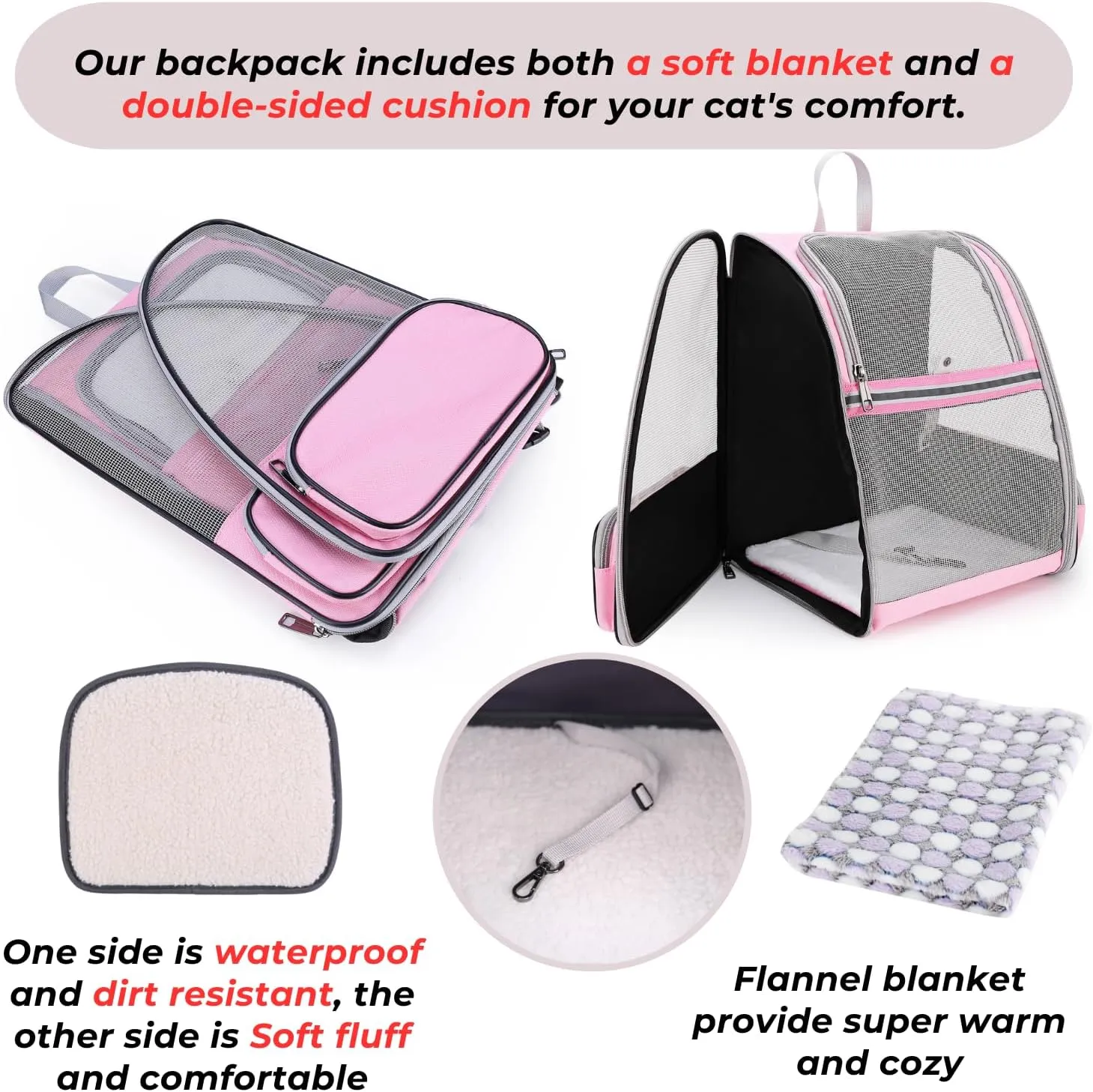 LOLLIMEOW Pet Carrier Backpack for Dogs and Cats,Puppies,Fully Ventilated Mesh,Airline Approved,Designed for Travel, Hiking, Walking & Outdoor Use