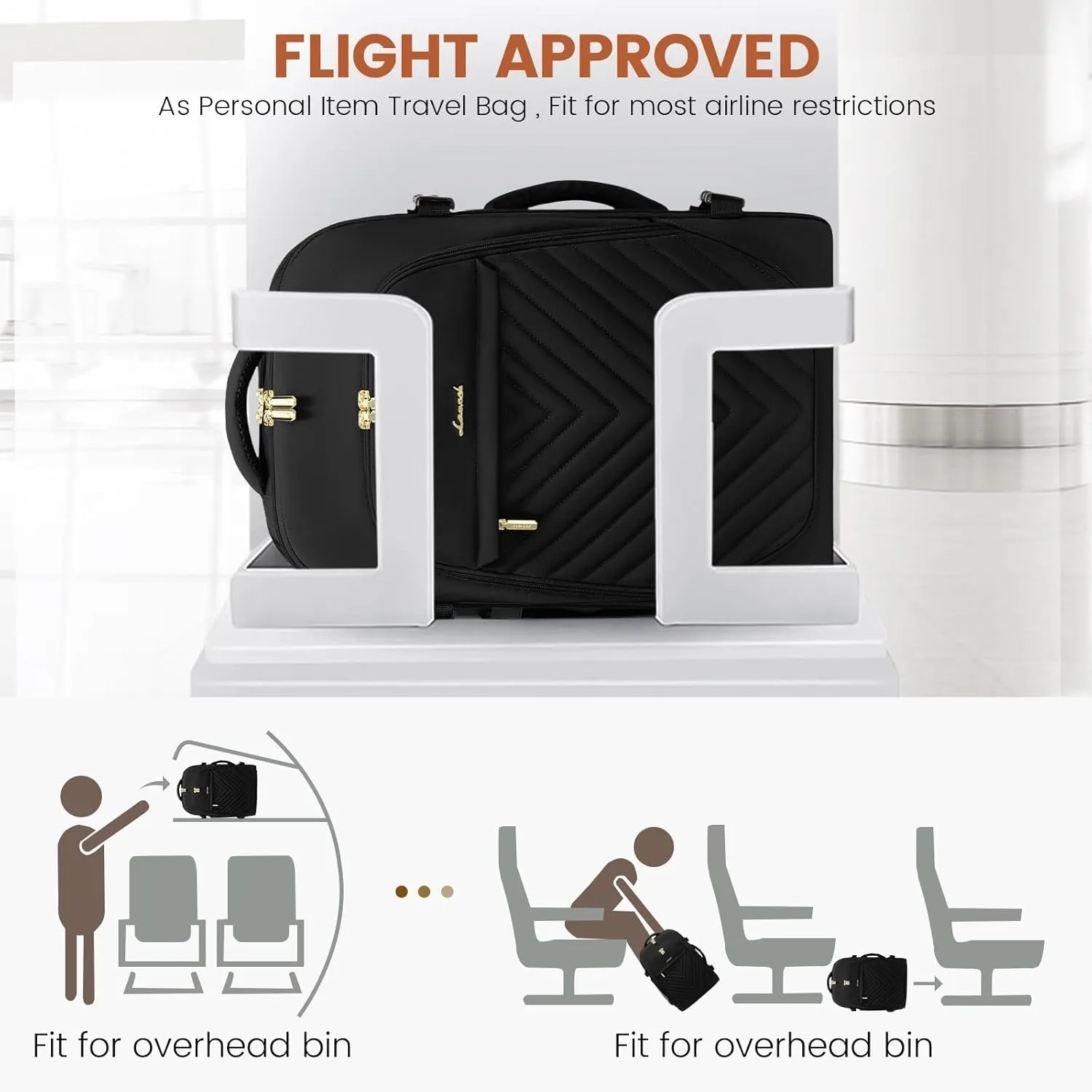 LOVEVOOK 40L Travel Backpack for Women & Men, Carry on Backpack for Airplanes, TSA Personal Item Travel Bag fits 17" Laptop, Waterproof Travel Essentials Flight Approved with 2 Packing Cubes, Black
