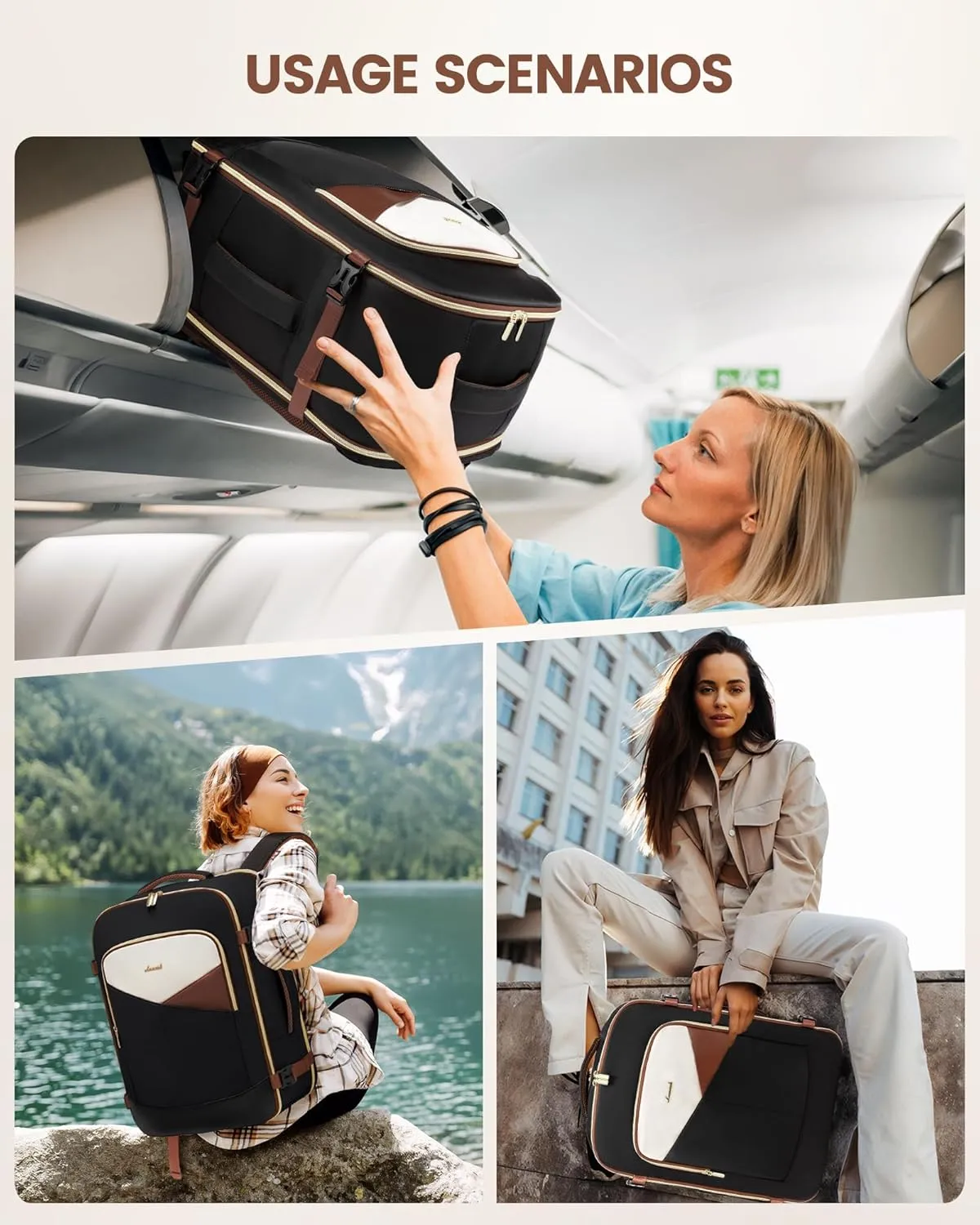 LOVEVOOK Carry-On Backpack for Women & Men, Large Travel Backpack with 3 Packing Cubes, TSA-Approved Personal Item for 18" Laptop, 50L Waterproof Travel Essentials