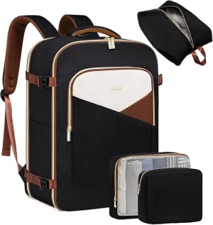 LOVEVOOK Carry-On Backpack for Women & Men, Large Travel Backpack with 3 Packing Cubes, TSA-Approved Personal Item for 18" Laptop, 50L Waterproof Travel Essentials