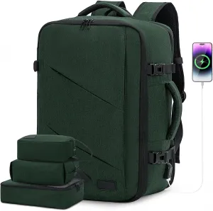 LOVEVOOK Carry on Travel Backpack, Large 40L for Men & Women Flight Approved with USB Charging Port&3 Packing Cubes, Large Suitcase Water Resistant Luggage Daypack Business Weekender Bag, Dark Green
